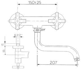 Sapho - Baterie pentru chiuvetă AXIA, crom lucios