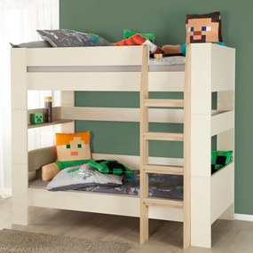 Pat pentru copii bej supraetajat fără somieră 90x200 cm Double – Roba