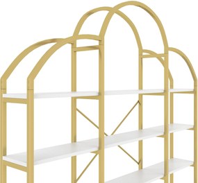 Raft în stil simplu, cinci straturi de depozitare, formă unică de nor, 170x26x190 cm, Aur + Alb