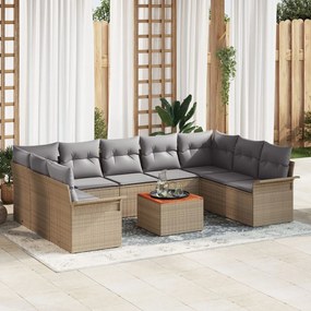 Set de Sofa pentru Grădină vidaXL cu Perne Bej Ratan Poli Acacia