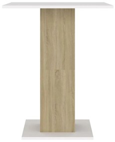 Masa de bistro, alb stejar Sonoma, 60 x 60 x 75 cm, PAL 1, alb si stejar sonoma