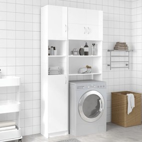 vidaXL Dulap de baie, alb extralucios, 32x25,5x190 cm, lemn prelucrat