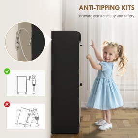 HOMCOM Dulap pentru pantofi slim cu 2 sertare și 3 compartimente deschise, Capacitate 15 perechi, 83x24x90.5 cm, Negru | Aosom Romania