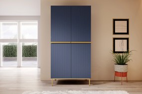 Dulap Nicole dormitor 100 cm - MDF albastru marin / picioare aurii