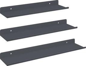 vidaXL Raft suspendat Pe perete 3 pcs Antracit 40 x 9 x 2,5 cm Oțel