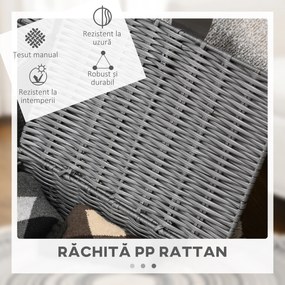 HOMCOM Set de 3 Coșuri de Depozitare din Răchită PP cu Capac, Containere Dreptunghiulare de Diferite Dimensiuni, Gri | Aosom Romania