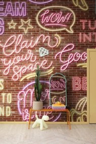 Fototapet, Neon Vibes, Brickwall, Rebel Walls