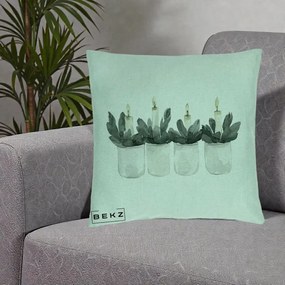 Perna Decorativa Lumanari Advent in Borcane, 40x40 cm, Verde Menta, Husa Detasabila, Perna Inclusa, BEKZ®