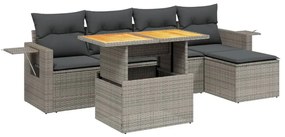 3271732 vidaXL Set mobilier grădină cu perne, 6 piese, gri, poliratan