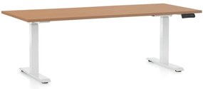 Masa inaltime reglabila OfficeTech D, 180 x 80 cm, bază albă, fag