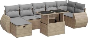 vidaXL Set canapele de grădină, 8 piese, cu perne, bej, poliratan