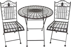 Set de dining pentru grădină maro închis din metal pentru 2 persoane – Garden Pleasure