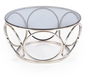 Masuta cafea VENUS argintiu/transparent, sticla/otel, 80x44 cm
