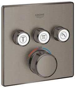 Baterie dus incastrata Grohe Grohtherm SmartControl 3 iesiri antracit periat Hard Graphite fara corp ingropat