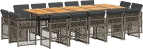 vidaXL Set mobilier de grădină cu perne, 15 piese, gri, poliratan