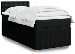 vidaXL Pat box spring cu saltea, negru, 100x200 cm, textil