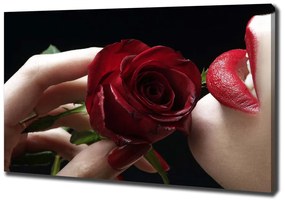 Tablouri tipărite pe pânză Femeia cu un trandafir