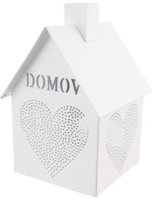 InDecor Sfeșnic metalic Domeček - Domov alb, 12 x12 x 17 cm