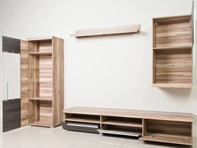 Set camera de zi Austin AD105Nuca, Stejar inchis, Cu comodă TV, Părți separate, Sticlă, PAL laminat, 160x40cm