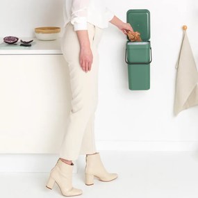 Cos colectare selectiva a deseurilorBrabantia Sort&Go 1003234, 12 L, Maner, Montabil pe perete, Verde inchis