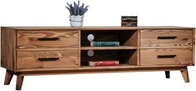 Comodă TV lemn masiv Timeless 4 Sertare 2 Nișe Whisky, 146 × 40 × 48 cm