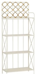 Etajera din metal si rattan, 4 rafturi, H160 cm, Roseraie White