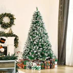 HOMCOM Brad de Crăciun Înzăpezit cu Conuri, Brad Artificial cu Deschidere Automată și Bază Pliabilă, Ø103x180 cm, Verde | Aosom Romania