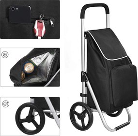 Carucior cumparaturi Pliabil Negru 40 L