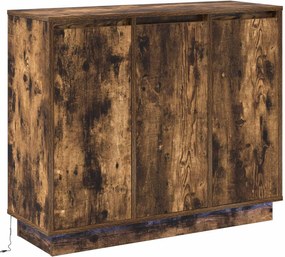 vidaXL Bufet LED Stejar fumuriu 90 x 32 x 75 cm Lemn compozit