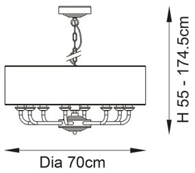 Lustră pe lanț Endon 99152 HIGHCLERE 8xE14/40W/230V gri/crom mat