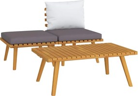 vidaXL Set mobilier de grădină cu perne, 3 piese, lemn masiv acacia