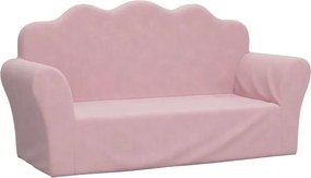 vidaXL Canapea pentru copii cu 2 locuri, roz, moale, din pluș