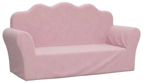 357051 vidaXL Canapea pentru copii cu 2 locuri, roz, pluș moale