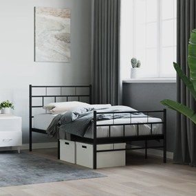 355667 vidaXL Cadru pat metalic cu tăblii de cap/picioare, negru, 75x190 cm