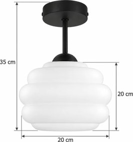 BRILAGI - LED lustru aplicat RETRO GLASS 1xE27/60W/230V Ø 20 cm negru/alb