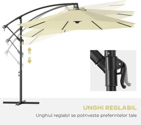 Outsunny Umbrela pentru Gradina Brat Deluxe Inclinabila cu Manivela, Φ3m | Aosom Romania