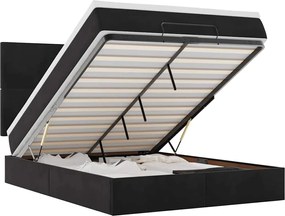 vidaXL Cadru de pat otoman cu saltele, catifea neagră 140x190cm