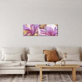 Tablou - Flori de magnolie (cu ceas) (90x30 cm)