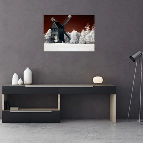 Tablou pe sticlă cu moară (70x50 cm)