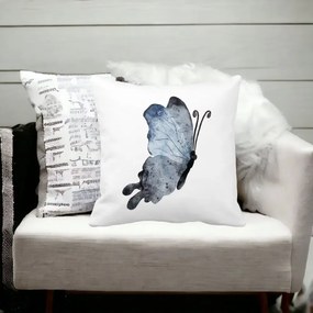 Perna Decorativa Fluture 2, Blue and Black, 40x40 cm, Alba Mata, Husa Detasabila, Perna Inclusa, BEKZ®