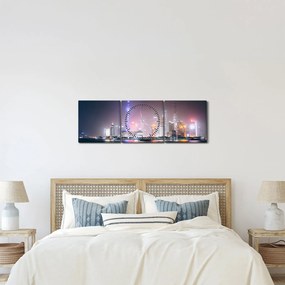 Tabloul Shangai nocturn (cu ceas) (90x30 cm)