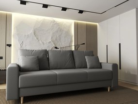 Canapea extensibilă dumonde cu ladă de depozitare si sezut confortabil din spuma high-density, Kronos Royal Gri 210x100 cm