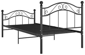 Cadru de pat, negru, 100 x 200 cm, metal Negru, 100 x 200 cm