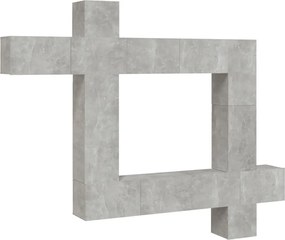 vidaXL Set comodă TV, 9 piese, gri beton, lemn prelucrat