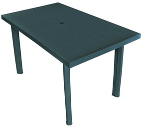 43598 vidaXL Masă de grădină, verde, 126 x 76 x 72 cm, plastic