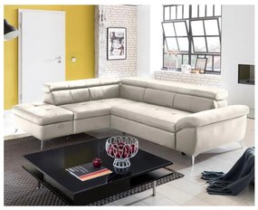 Canapea colțar extensibilă din piele SALERNO II stânga, bej