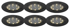 Set de 6 spoturi de sol negru cu LED IP65 solar - Terry