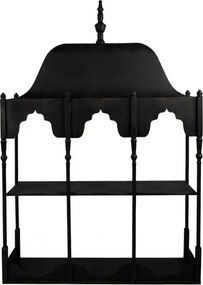 Etajeră de perete vintage din metal, negru, cu 1 raft și arcade în festoane, 157 x 102 x 25 cm, „Bica”