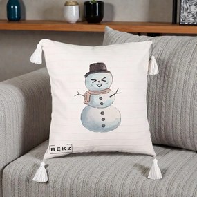 Perna Decorativa Om de Zapada Kawaii Haios, 40x40 cm, Bej cu Franjuri, Husa Detasabila, Perna Inclusa, BEKZ®