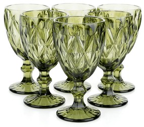 Set de pahare de vin, 6buc, 300 ml, verde, BAROLO TYPE 3